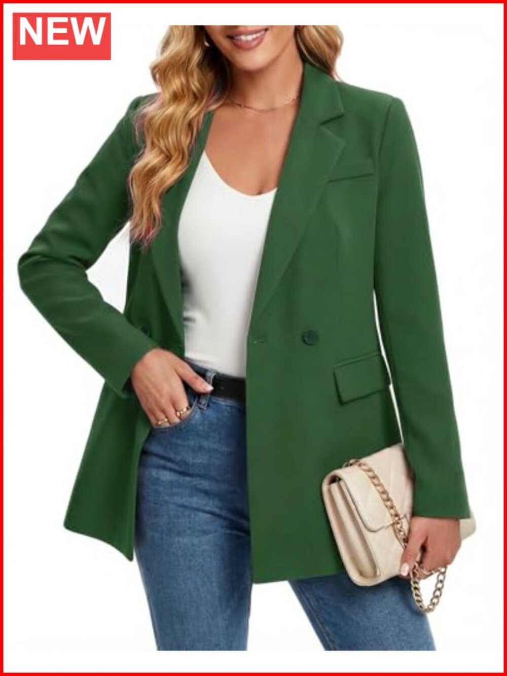 Women's Double Breasted Blazer Suit Jacket Work Office Business Casual Notch